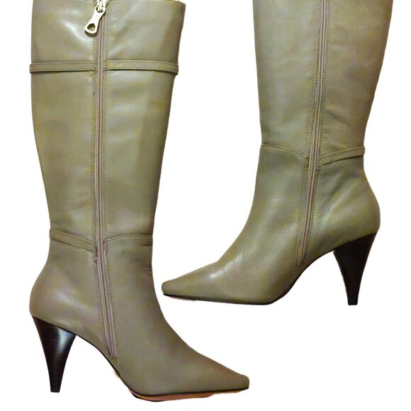 BCBGMAXAZARIA AVA Light Desert Beige Leather Boots Retail $434 - Picture 4 of 11